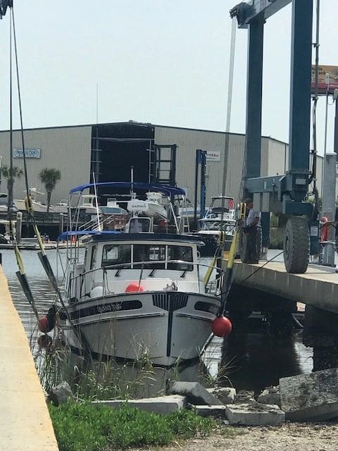 LT being hauled for zinc bolt snap repair.
