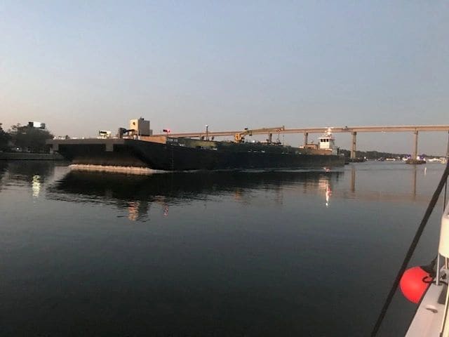 And here comes a freighter.