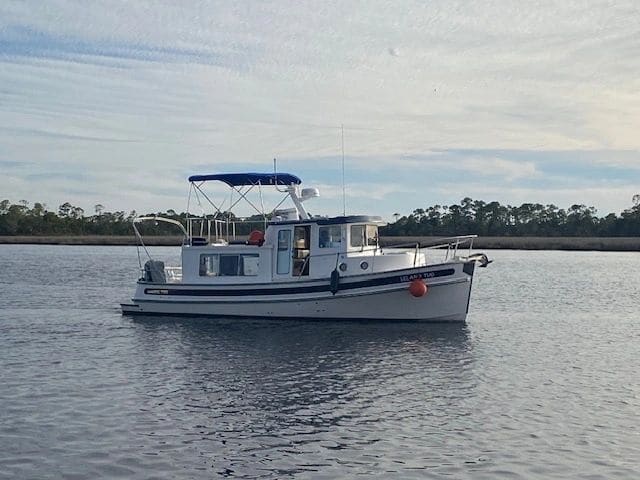 LT leaving Steinhatchee Marina for Deadman Bay to avoid shallow channel depths the next morning