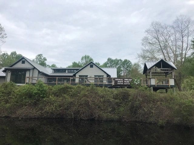 Dismal Swamp Welcome Center. No room to tie up at dock across from the center--kept going!