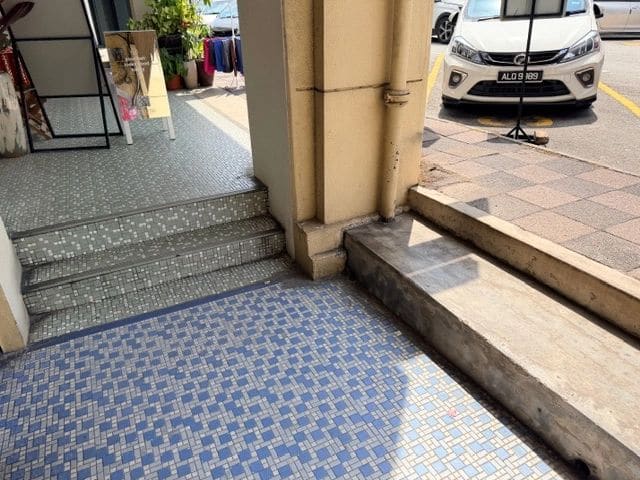 Sidewalks consist of steps of all shapes and sizes