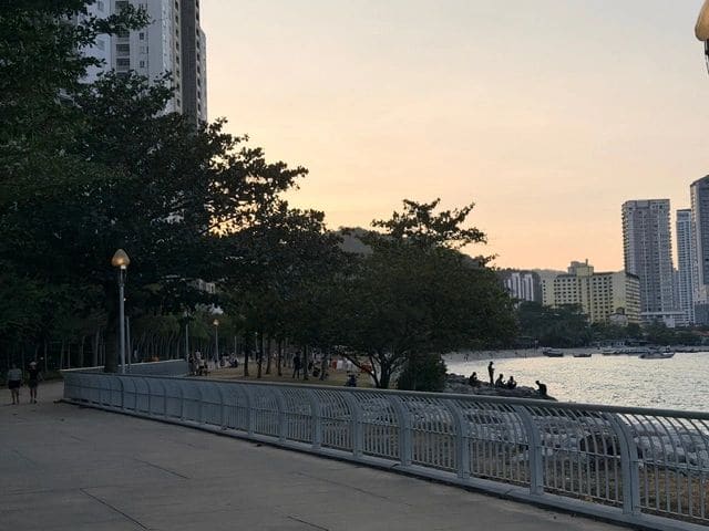 Evening waterfront park