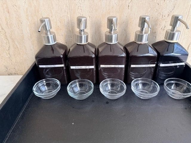 Hotel-offered sunscreens