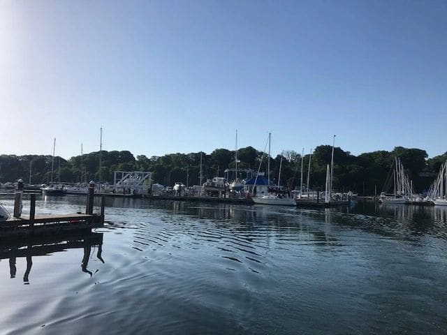 May 23, leaving the Erie Yacht Club after fueling (later start, fuel dock opened at 8AM). Heading to Edgewater OH (near Cleveland).