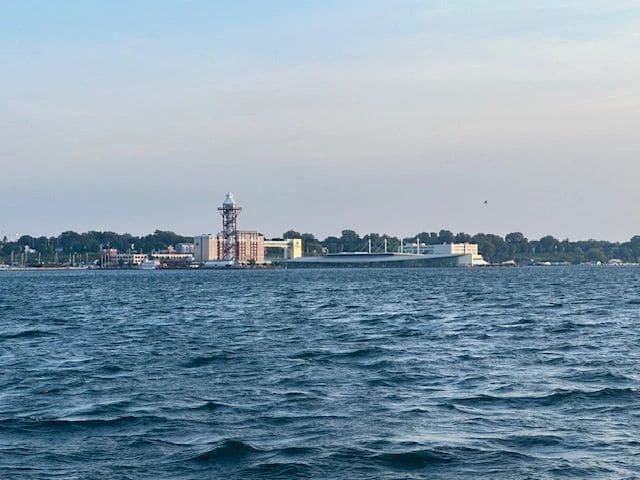 Passing marinas in Presque Isle Bay en route to the Erie Yacht Club