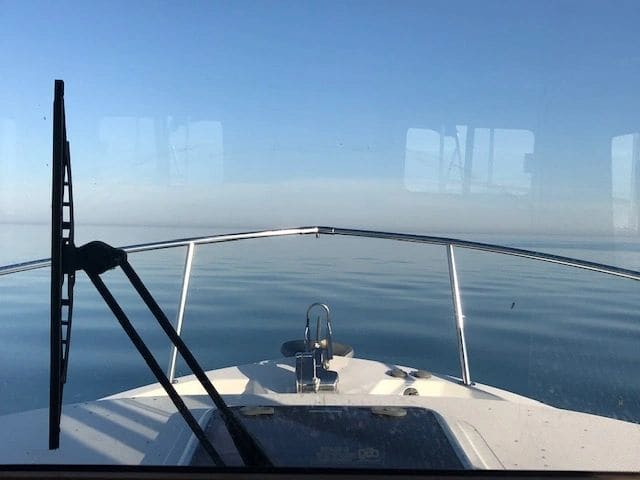 Glassy seas on Lake Erie on way to Wyandotte MI