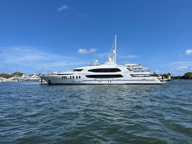 Passed  the staging for a boat show. Along the way from Biscayne Bay to Riviera Beach.