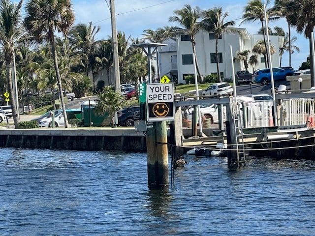 Confirmation we were not traveling too fast! Along the way from Biscayne Bay to Riviera Beach.