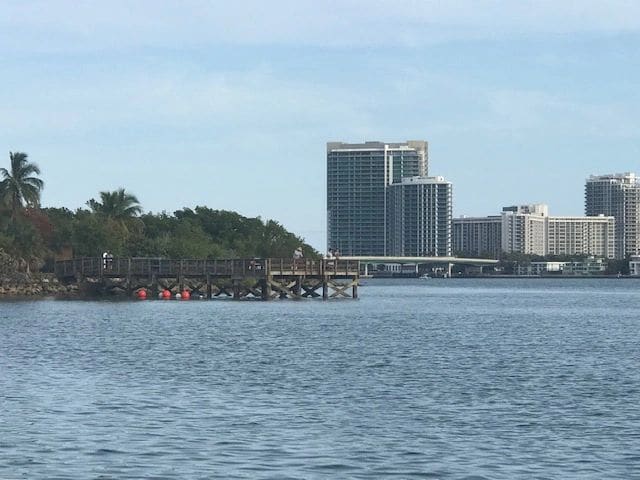 Looking south, University Cove (m1080) anchorage in Biscayne Bay.
