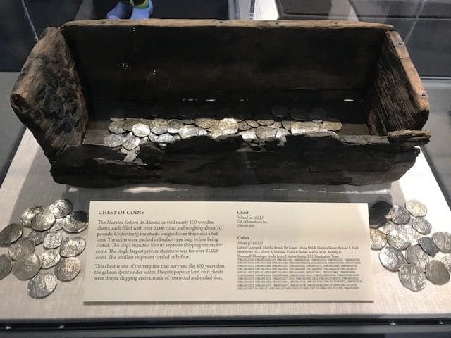 Silver coins in one of very few chests that survived 400 years underwater