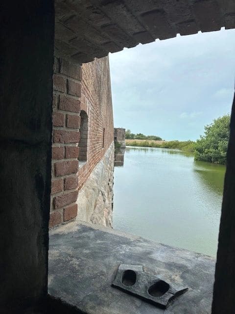 Moat outside of Ft Tayor, constructed by the Park Service, to give the impression of the Ft being surrounded by water, as it was when constructed
