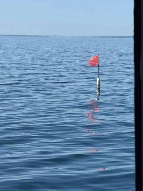 Many fishing nets at the entrance of Lake Huron to St Marys River - watch out!