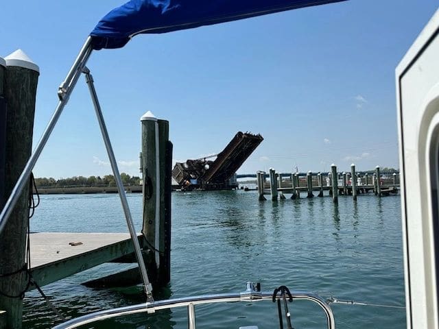 Made it to Hoffman’s Marina, Manasquan Inlet (friendly train activity all day, night)