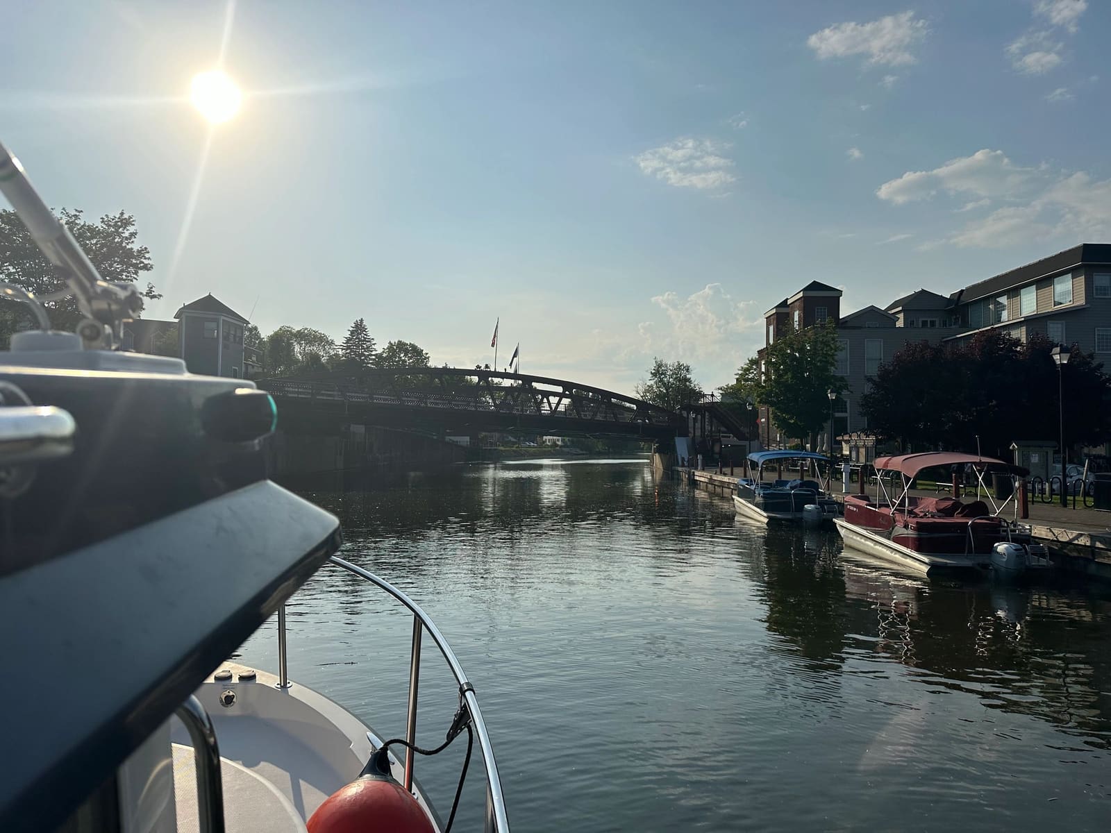 Passing Fairport - waiting for the bridge to open - would have been a really nice stop (charming town)