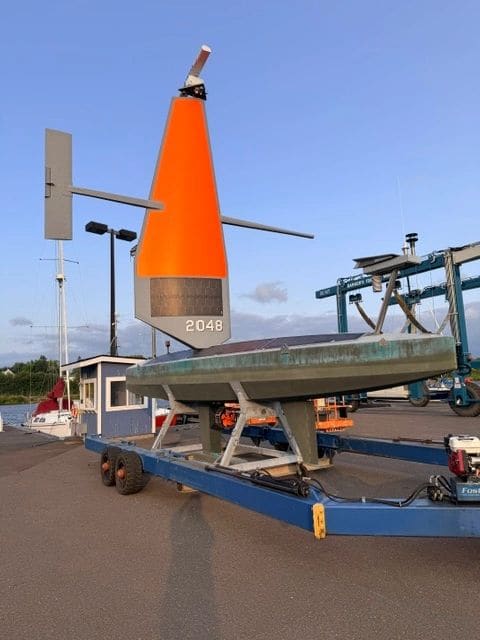 Unmanned boat patrolling around Isle Royale. This one is configured with radar, a Flir night vision camera, AIS, and StarLink.