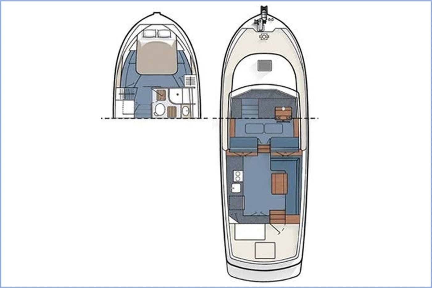 Deck and cabin layout of the Nordic Tug 34